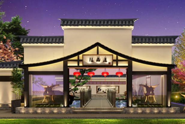 门头设计餐饮店铺室内装修效果图门店街铺店面招牌广告招牌